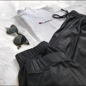 Akira leather textured jogger pant